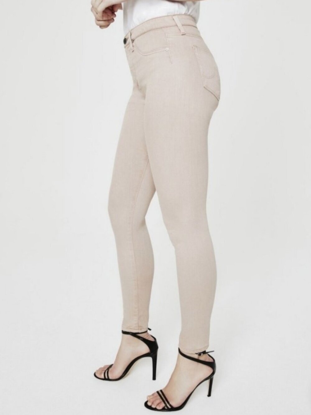 AG Adriano Goldschmied Farrah Ankle Seamless High-Rise Skinny Jeans  Blush/Ivory